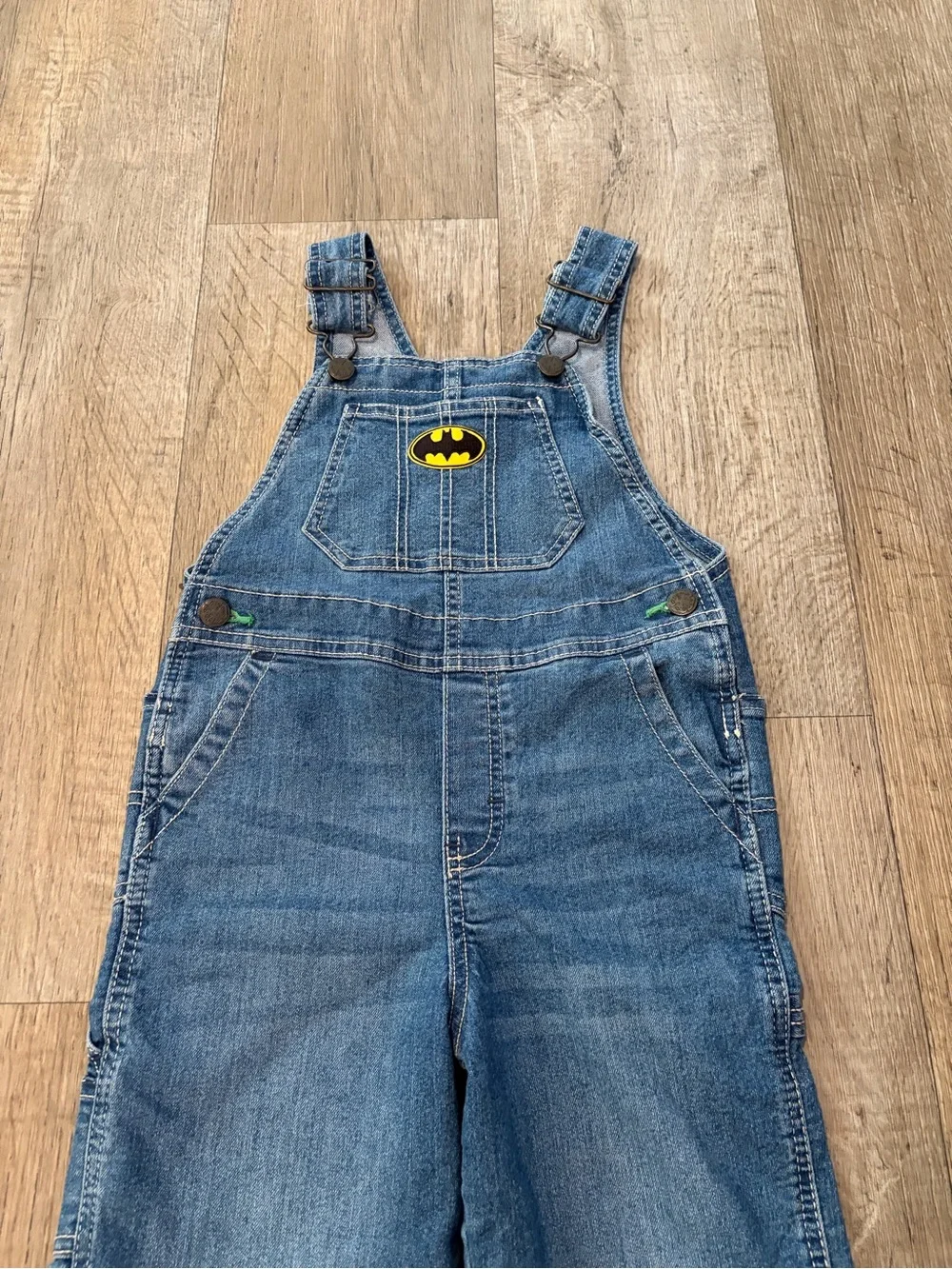 Boys 4T OshKosh B'gosh Blue Denim Overalls with Batman Embroidered Logo